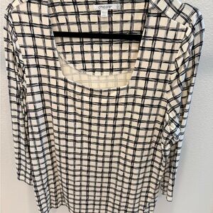 Chico's Plaid Women's Button Down Shirt - Black and Cream. Size 3.